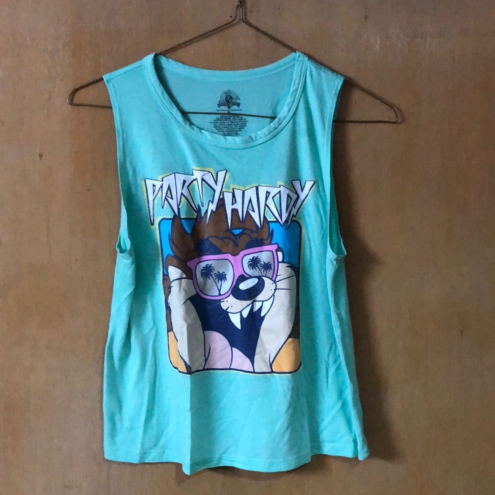 Aqua Colored Looney Tunes Taz Tank Top